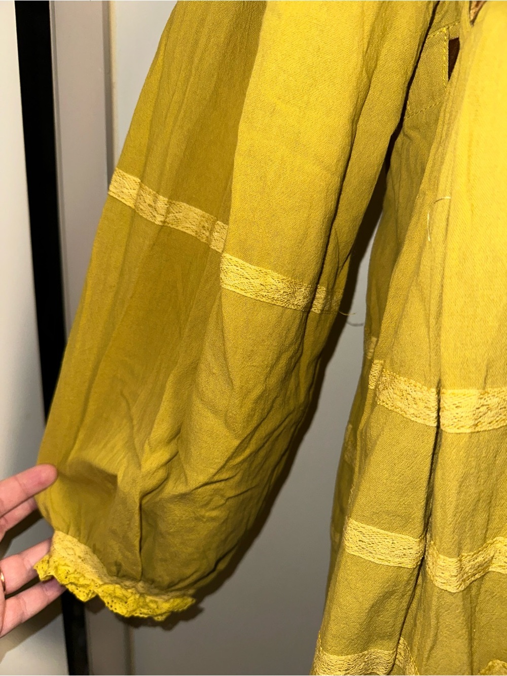 Chartreuse Green Vintage-Inspired Lace Trim Dress - Picture 6 of 11